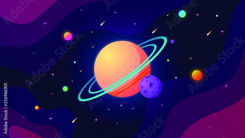 Cartoon outer space vector.