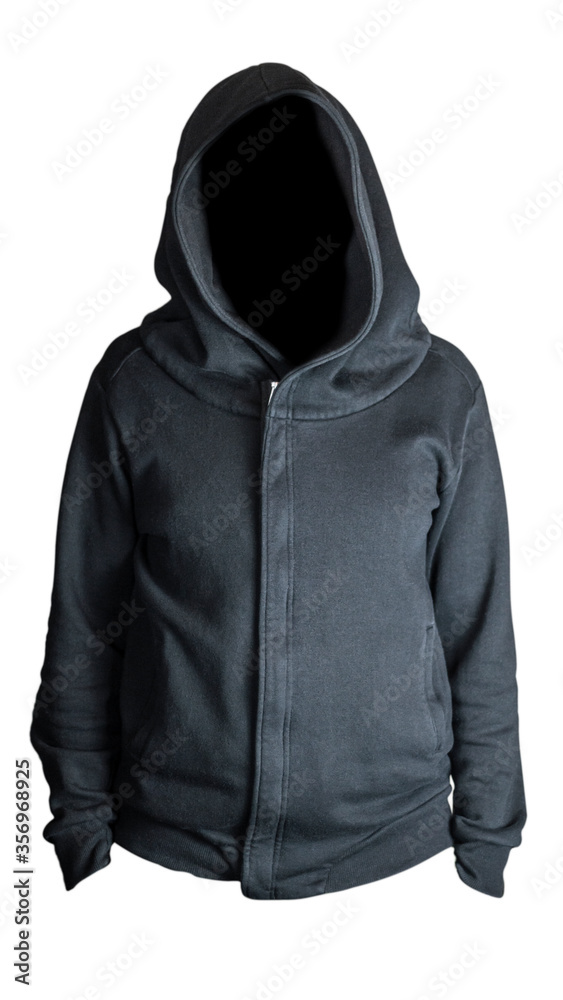 Black hoodie, sweatshirt mockup, isolated on white background
