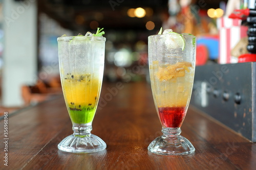 Thailand beverage - Passion fruit and Kiwi Soda