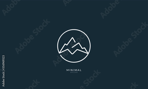 a line art icon logo of a mountain, hill, summit
