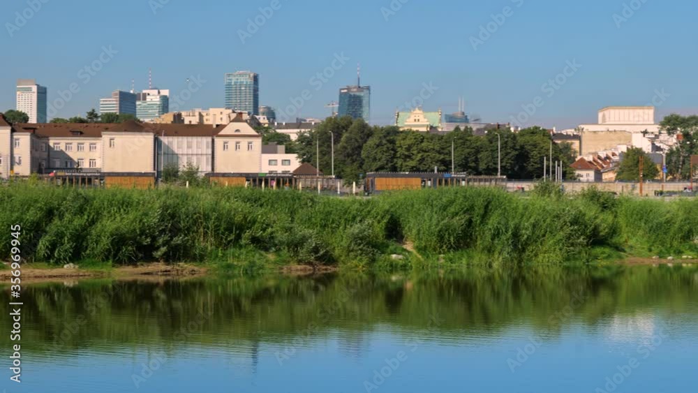 Panning panorama of Warsaw city in Poland in direction to the Old Town Panning panorama of Warsaw city in Poland in direction to the Old Town