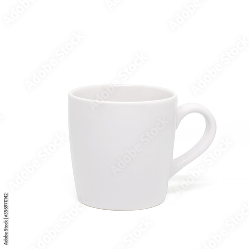 The white mug on a white background. Mockup