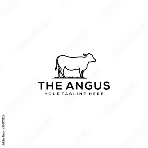 logo design for angus cattle farm vintage emblem template design