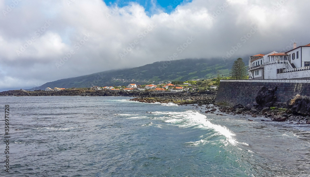 Village at the Atlantic ocean on the island of Pico, Azores