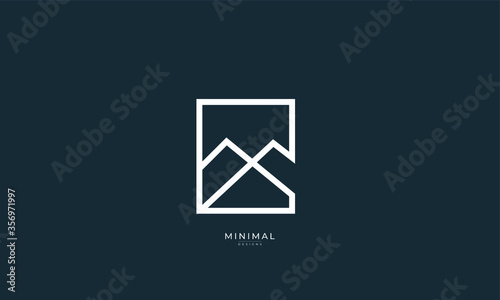 A line art icon logo of a mountain, peak, summit 