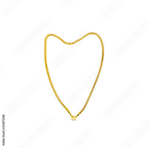 Gold necklace isolated on white background