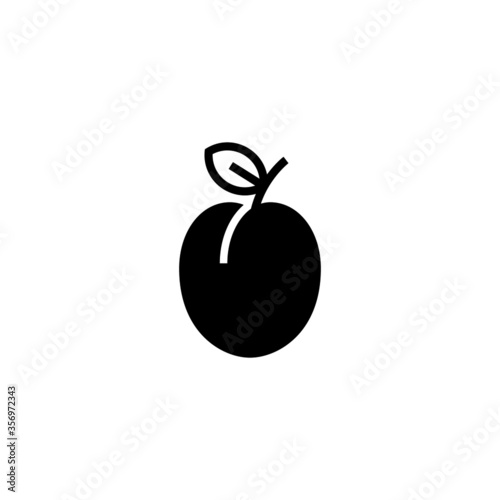 Plum vector icon in black solid flat design icon isolated on white background