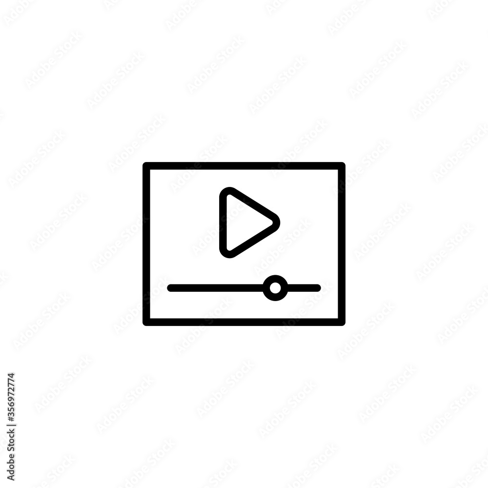 Media player vector icon in black line style icon, style isolated on white background Media player vector icon in black line style icon, style isolated on white background
