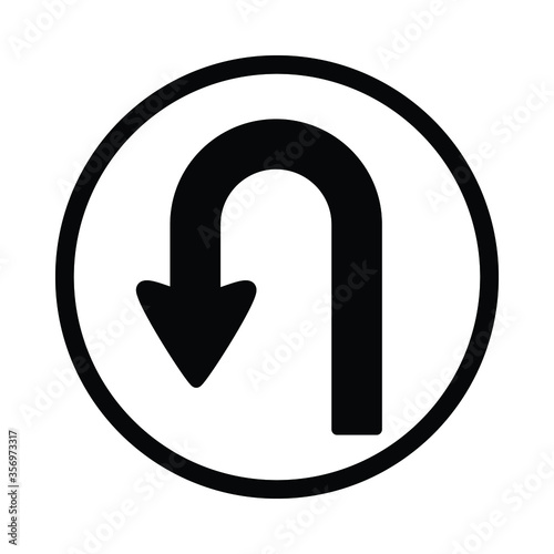 hairpin curve to left sign, hairpin curve signal, traffic sign vector