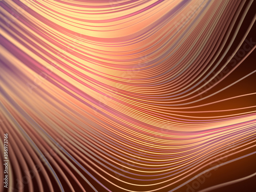 Fototapeta Naklejka Na Ścianę i Meble -  Wave band geometric pattern. Modern style abstraction with composition made of various colored lines. 3d rendering