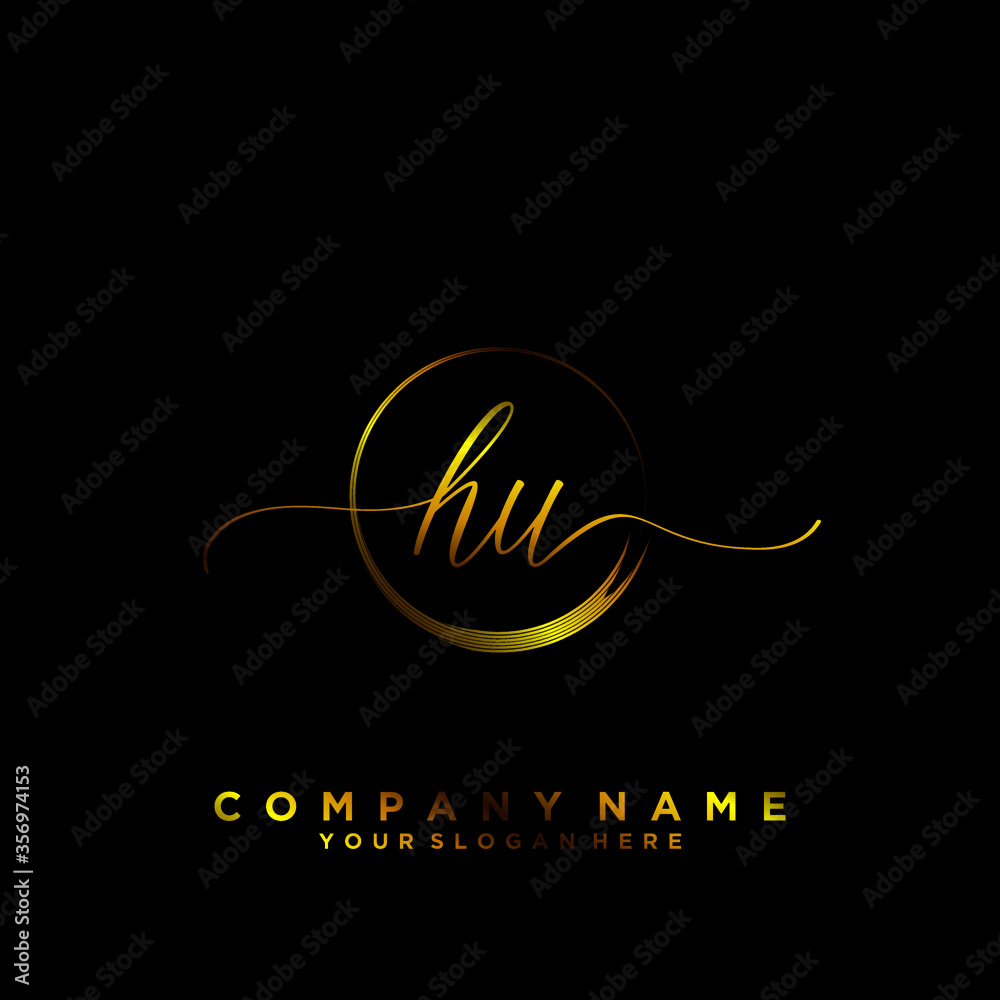 HU Initial handwriting logo vector HU Initial handwriting logo vector