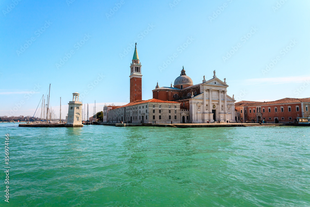 Beautiful view to Venice from the Venetian Lagoon, Venice, Italy, Europe