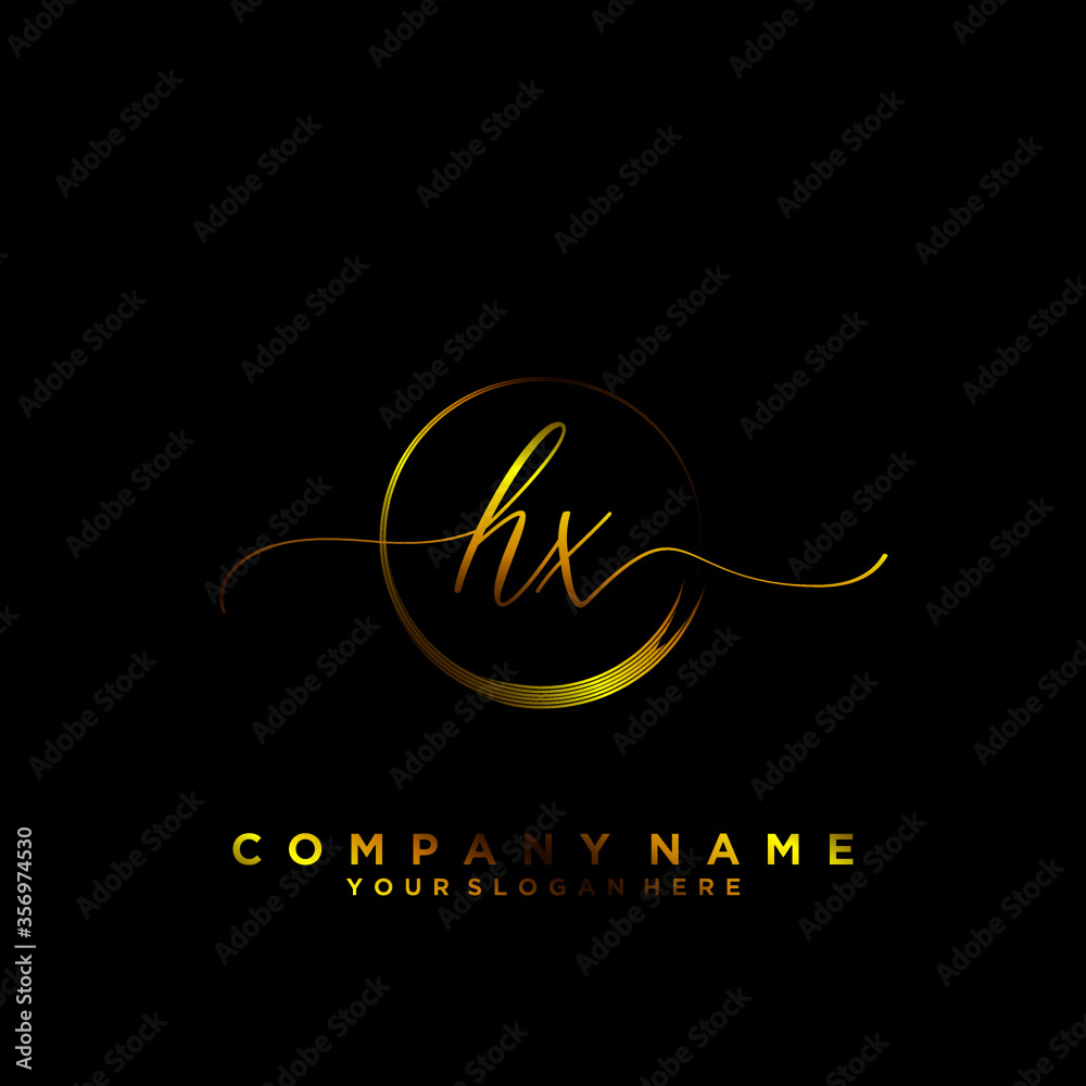 HX Initial handwriting logo vector HX Initial handwriting logo vector