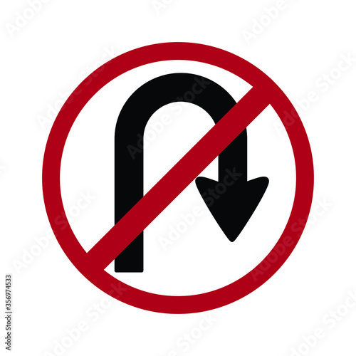 no return to right sign, no u-turn to right, traffic sign vector