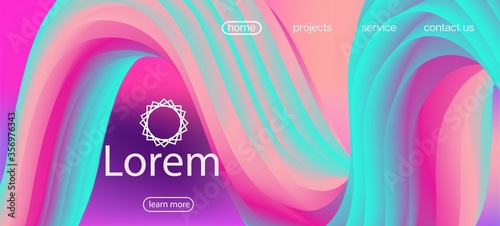 Geometric Lucid Gradient Overlay. Landing Page, Pink, Purple Background. Neon 