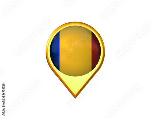 Romania flag location marker icon. Isolated on white background. 3D illustration, 3D rendering Free Download Romania flag location marker icon. Isolated on white background. 3D illustration, 3D rendering - GFXLoad