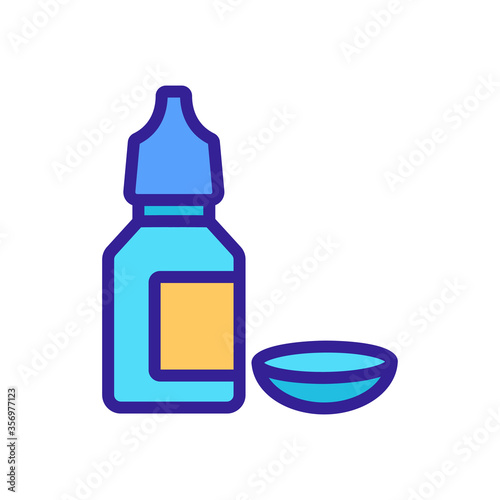 contact lens and eye drop bottle icon vector. contact lens and eye drop bottle sign. isolated color symbol illustration