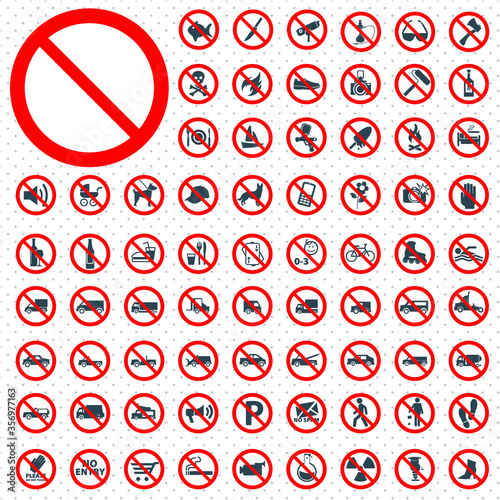 set of prohibition sign