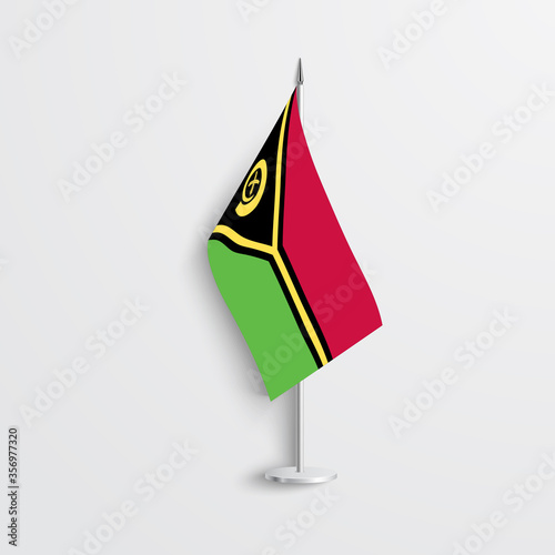 Vanuatu table flag on grey background. Vanuatu desk flag decoration isolated on light grey background.