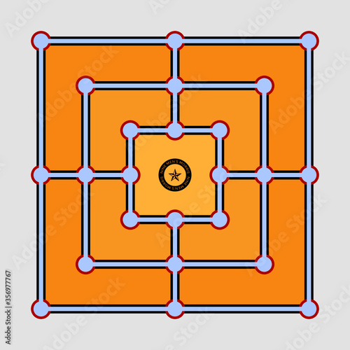 Nine men's Morris board strategy game - Vector