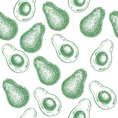Acrylglasbilder Avocadomuster Avocado Skizze Muster Vegane Küche  © Lucky Project