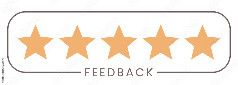 Good feedback logo design. Five golden stars in frame and text vector flat  illustration. Evaluation system, positive customer or consumer review,  online survey, best rating stars logotype concept. Stock Vector | Adobe