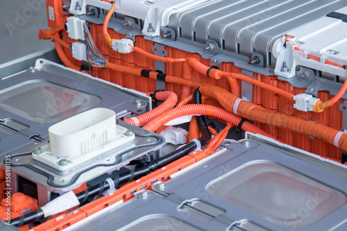 Cells  wiring  connectors  heating system  fuses  power bus batteries of an electric vehicle. The concept of repair and maintenance of electric vehicles.