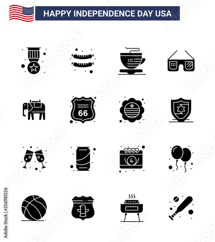 16 Creative USA Icons Modern Independence Signs and 4th July Symbols of security; american; cup; elephent; imerican photo