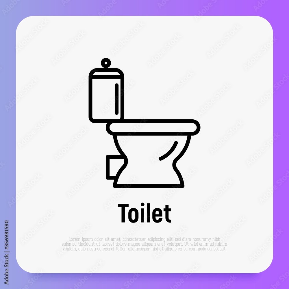 Toilet, WC. Bathroom equipment. Thin line vector illustration of plumbing or save water concept. Toilet, WC. Bathroom equipment. Thin line vector illustration of plumbing or save water concept.