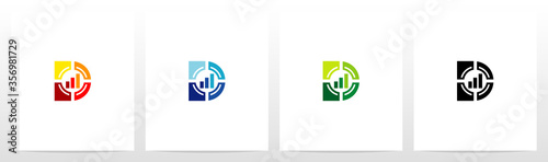 Bar Chart And Crosshair On Letter Logo Design D