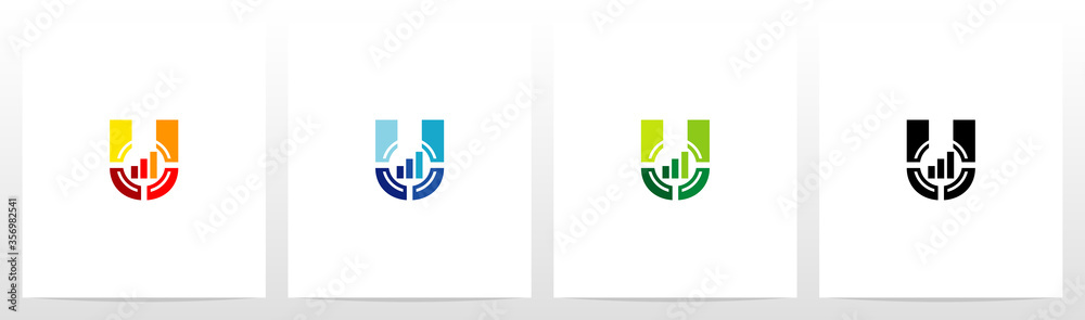 Bar Chart And Crosshair On Letter Logo Design U Bar Chart And Crosshair On Letter Logo Design U