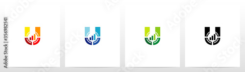 Bar Chart And Crosshair On Letter Logo Design U