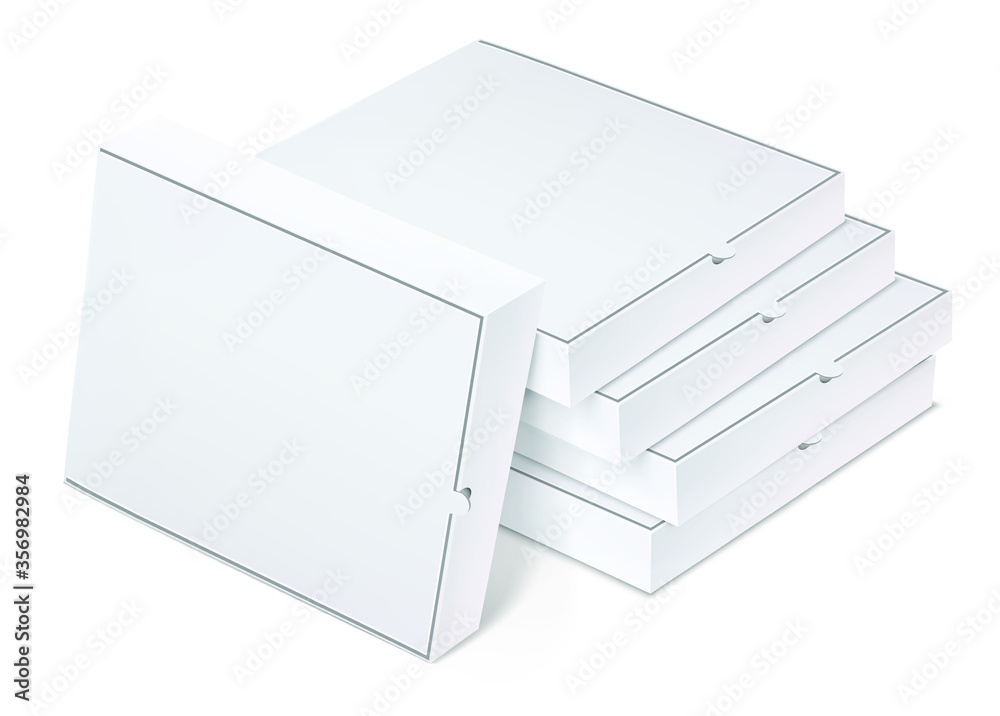 Vector realistic blank white paper pizza box Vector realistic blank white paper pizza box