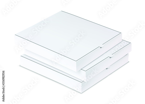 Vector realistic blank white paper pizza box