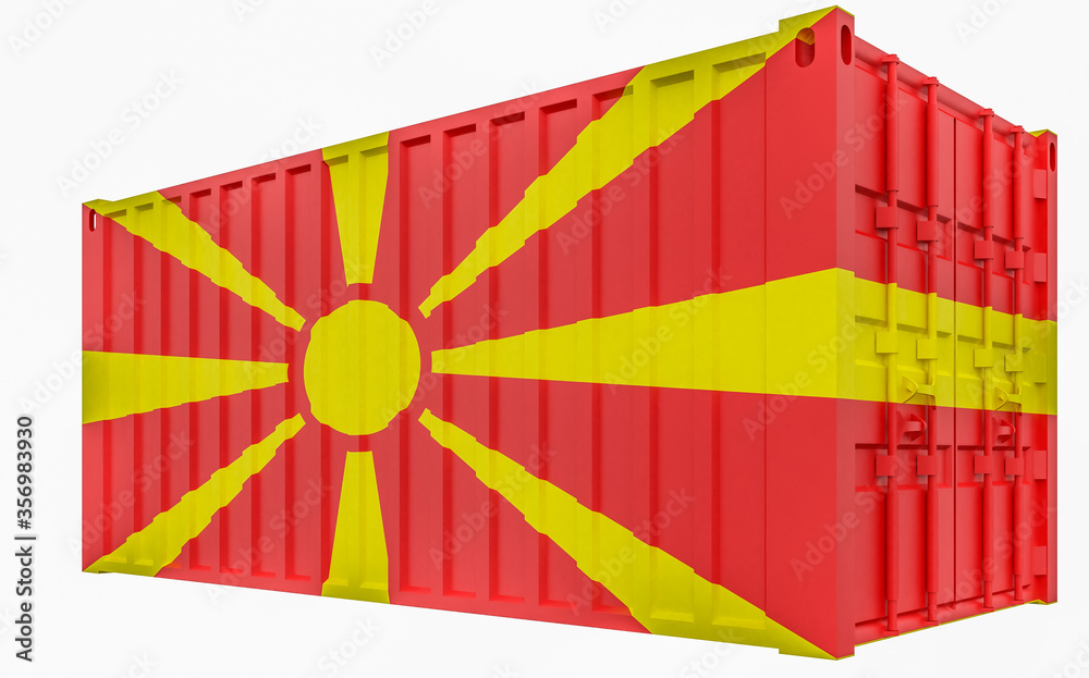 3D Illustration of Cargo Container with Macedonia Flag