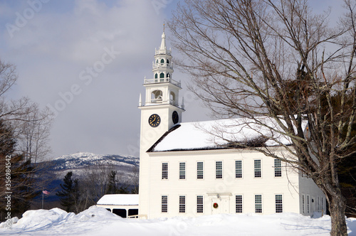 The Fitzwilliam, New Hampshire Meeting House is held in a church like building