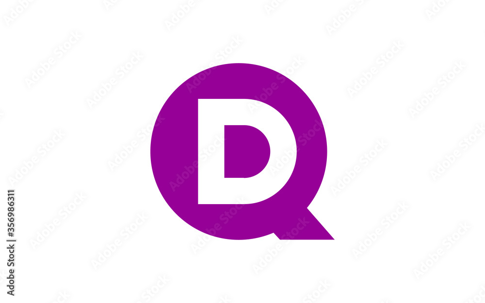 DQ or QD Letter Initial Logo Design, Vector Template