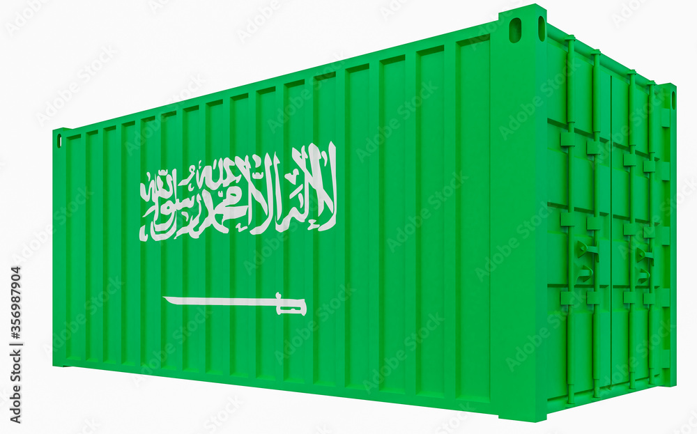3D Illustration of Cargo Container with Saudi Arabia Flag 3D Illustration of Cargo Container with Saudi Arabia Flag