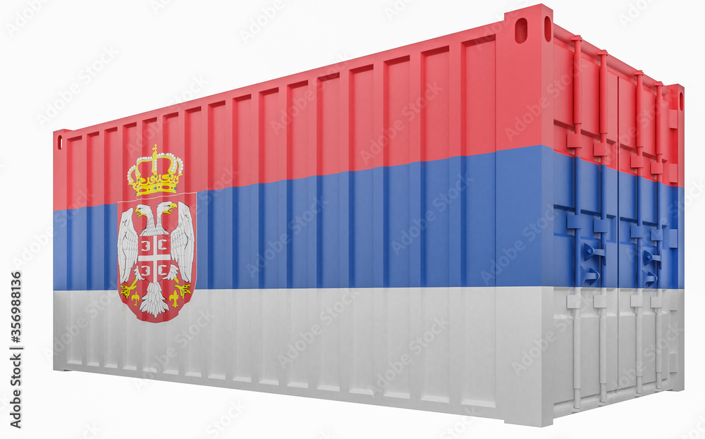 3D Illustration of Cargo Container with Serbia Flag 3D Illustration of Cargo Container with Serbia Flag