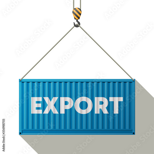 Flat side view export shipping cargo 20 foot container delivery. Large metal 20 ft containers for transportation. Delivery of cargo shipping. illustration