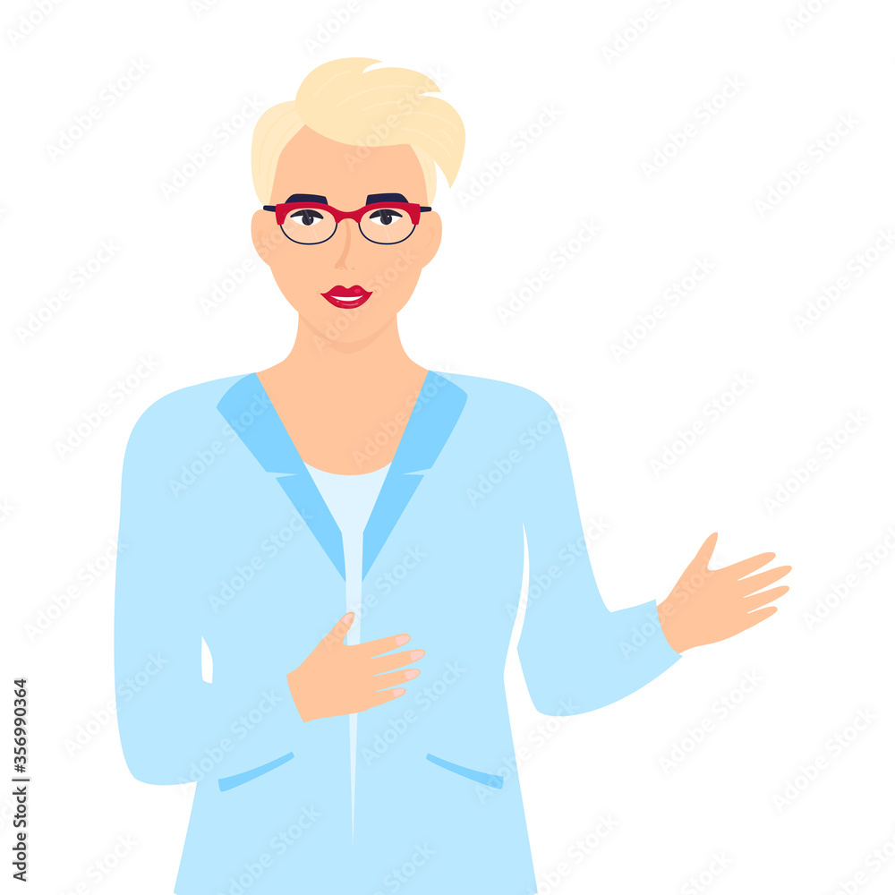 Woman doctor in a white medical coat talks about Chinese virus 2019-nCoV. Coronavirus treatment. Concept of quarantine, prevent infection Woman doctor in a white medical coat talks about Chinese virus 2019-nCoV. Coronavirus treatment. Concept of quarantine, prevent infection