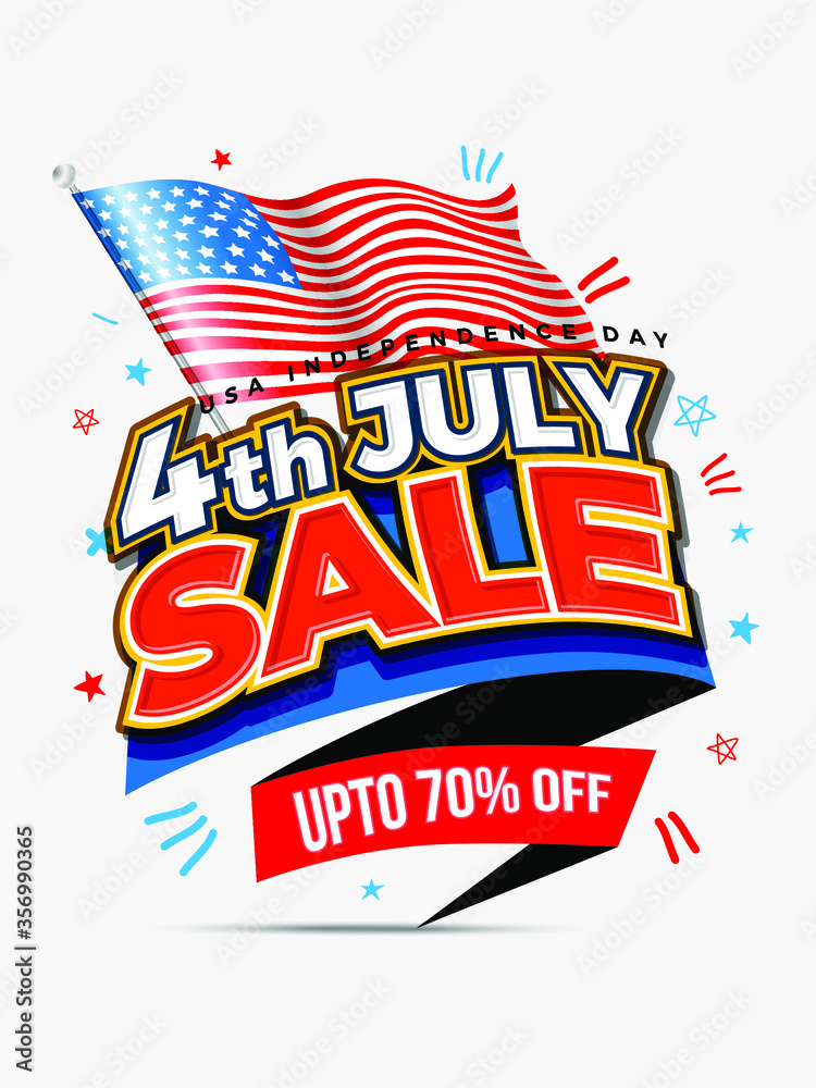 4th of July USA Independence Day Sale Background with American Flag and Decoration Ribbon for banner, poster, advertisement, promotion, voucher, brochure, discount, sale, template etc. 4th of July USA Independence Day Sale Background with American Flag and Decoration Ribbon for banner, poster, advertisement, promotion, voucher, brochure, discount, sale, template etc.