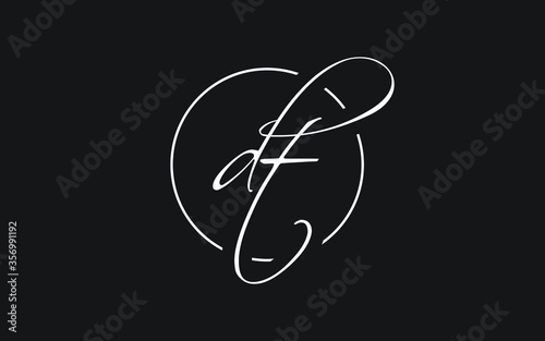 dt or td Cursive Letter Initial Logo Design, Vector Template photo