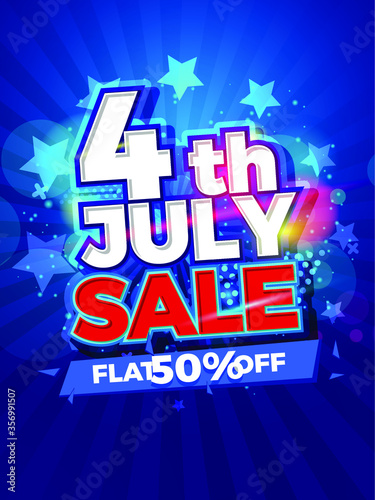 4th of July USA Independence Day Sale Background for banner, poster, advertisement, promotion, voucher, brochure, discount, sale, template