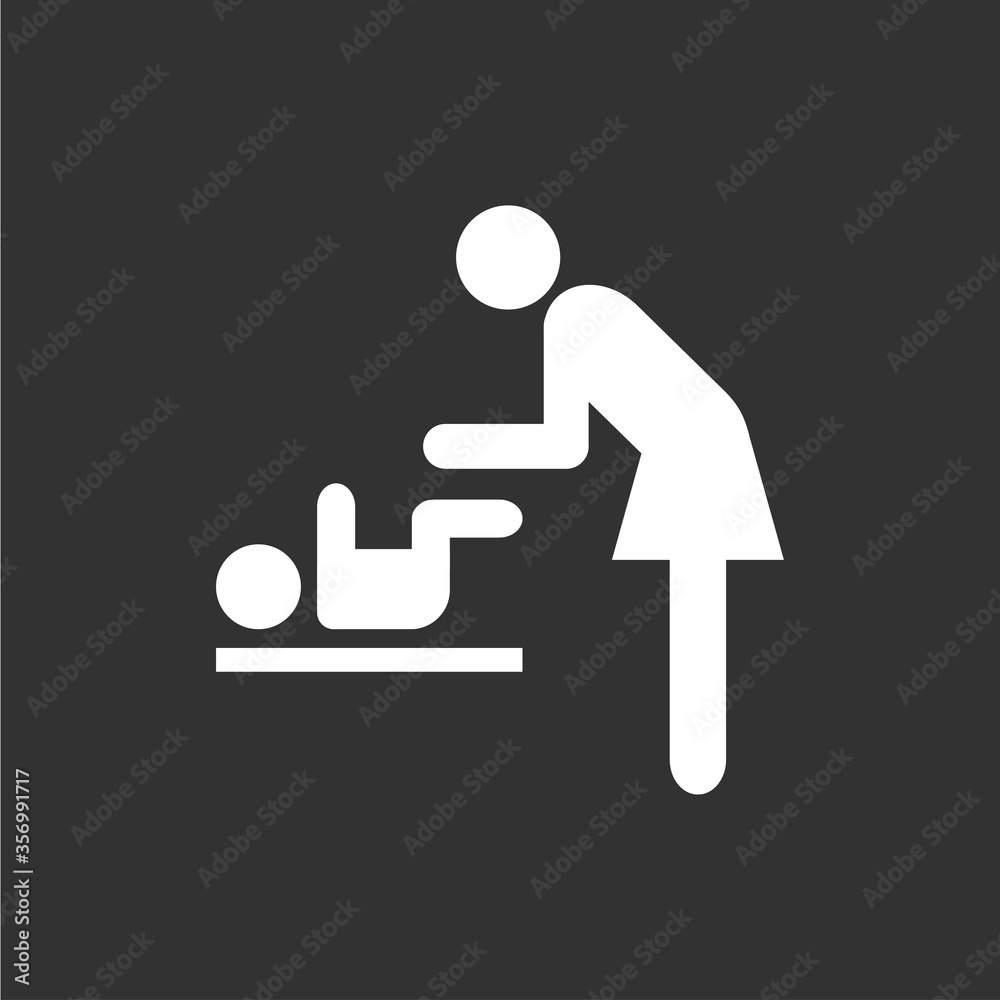 Fototapeta premium Toilets vector icon. Baby Changing Sign. toilet icons on black background.