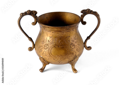 copper vase in oriental style on white background