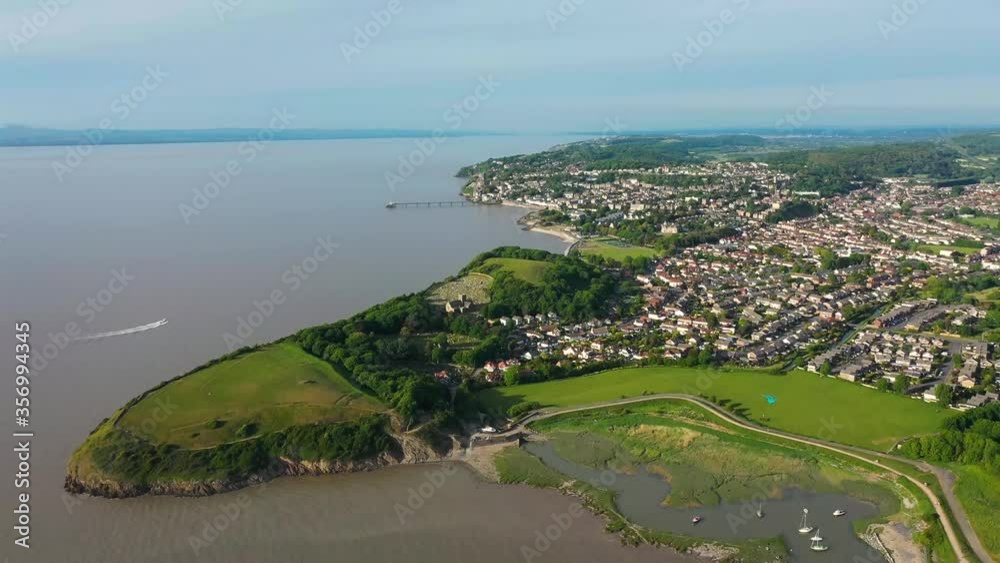 Fly over Clevedon Town, united Kingdom, video done with DJI mavic pro 2 on sunny summer evening Fly over Clevedon Town, united Kingdom, video done with DJI mavic pro 2 on sunny summer evening
