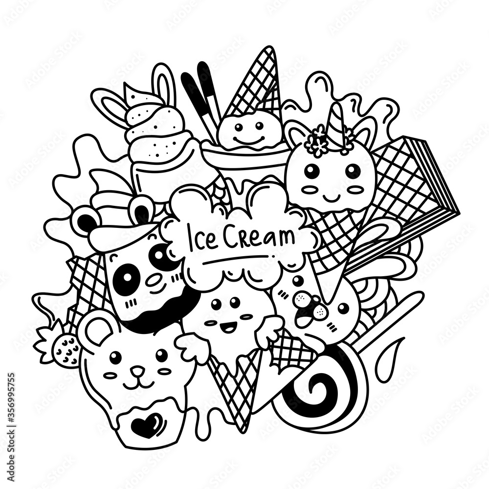Delicious Ice Cream Doodle Illustration