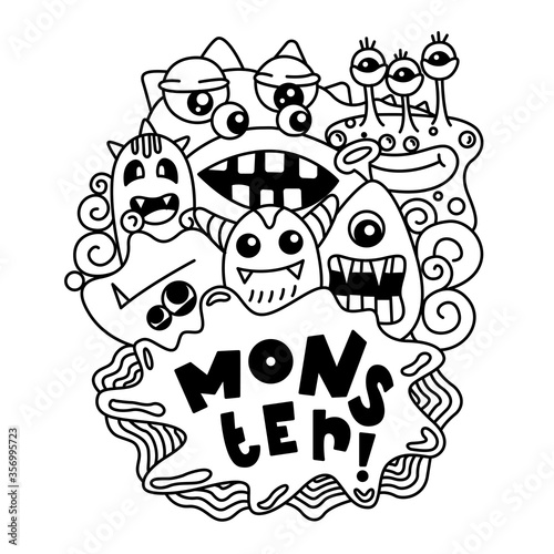 Cute Monster Doodle Illustration