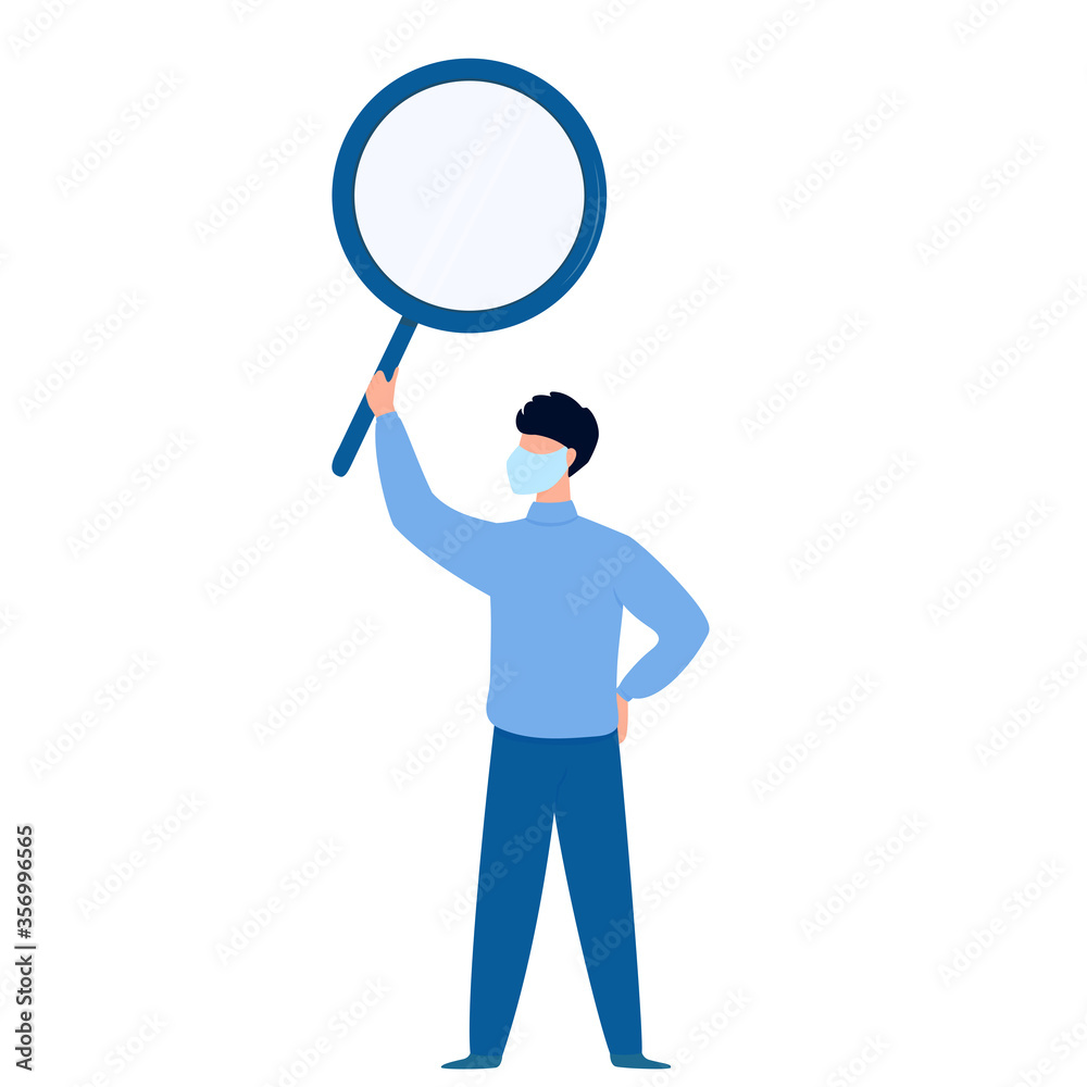 COVID-19. Medical worker. A doctor with a magnifying glass. Laboratory Assistant. Vaccine development. Coronavirus treatment. COVID-19. Medical worker. A doctor with a magnifying glass. Laboratory Assistant. Vaccine development. Coronavirus treatment.